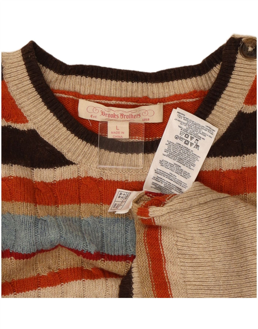 BROOKS BROTHERS Pulover pentru femei cu decolteu rotund UK 16 mare, multicolor