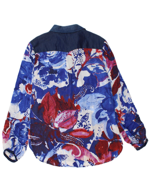 Bluză cămașă pulover pentru femei Desigual UK 10 Small Blue Floral