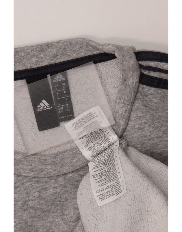 Hanorac pentru bărbați Adidas Jumper mare, gri bumbac cu pete