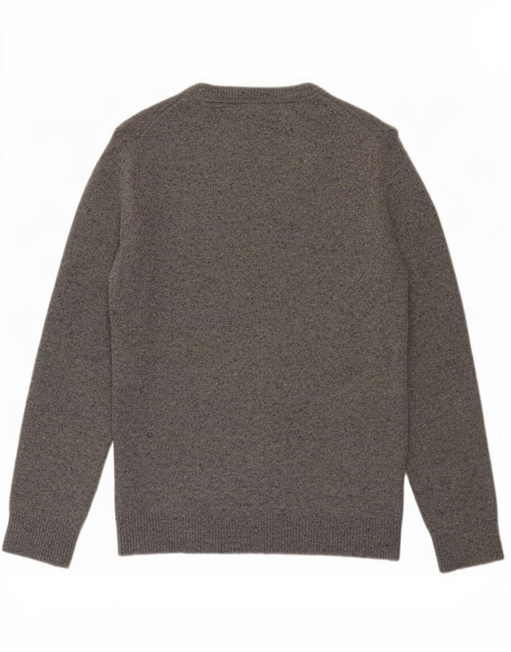 Pulover Tommy Hilfiger pentru bărbați, cu gât roșu, din lână de miel, gri mediu