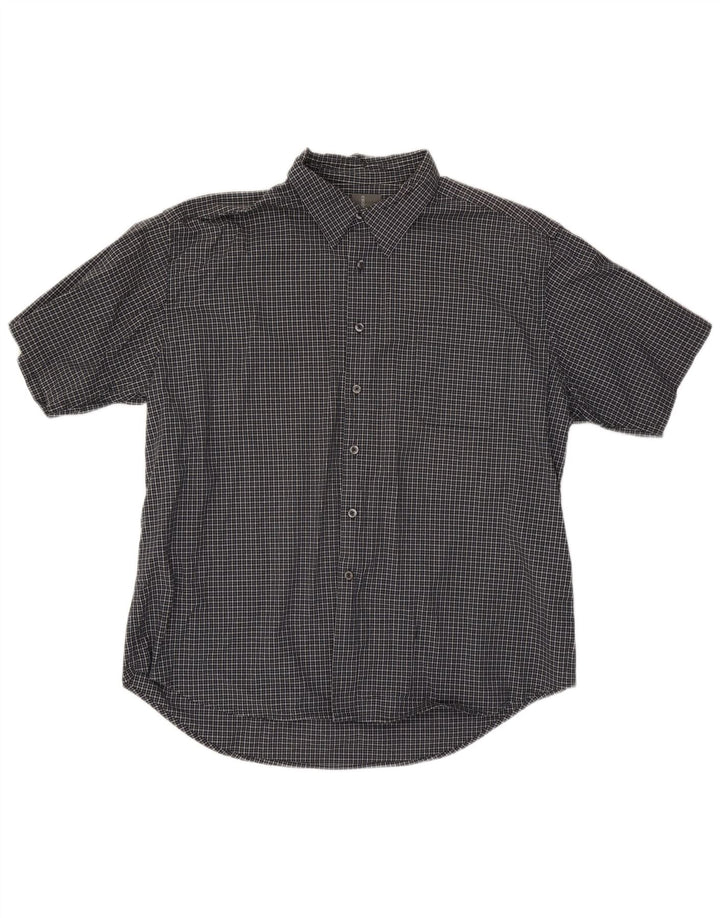 Cămașă pentru bărbați Dockers cu mânecă scurtă 2XL, bumbac negru cu carouri