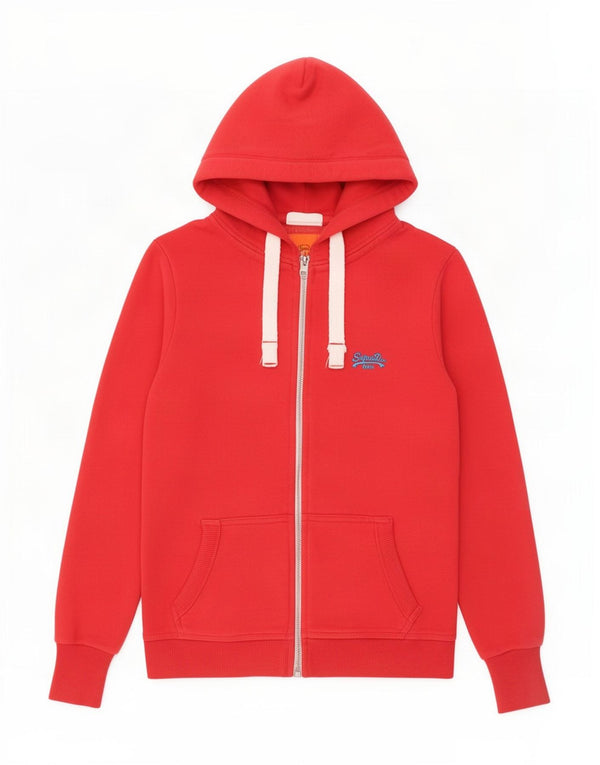 Pulover Superdry pentru femei cu fermoar, UK 14, bumbac roșu mediu