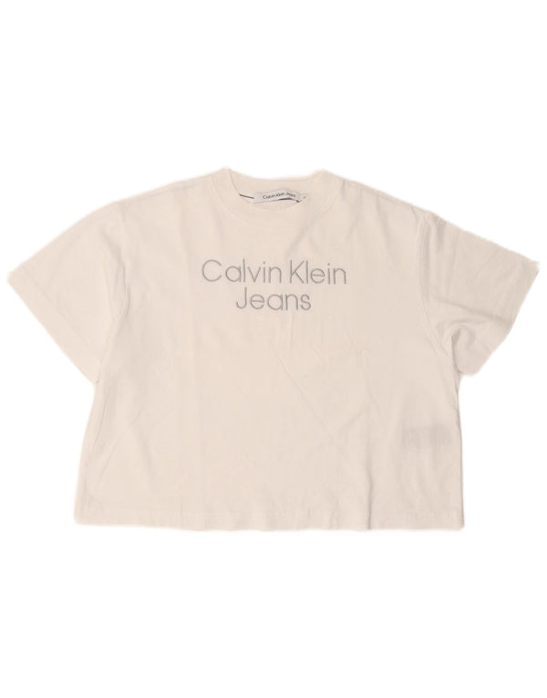 Tricou grafic supradimensionat pentru femei Calvin Klein Jeans Top UK 6 XS Alb