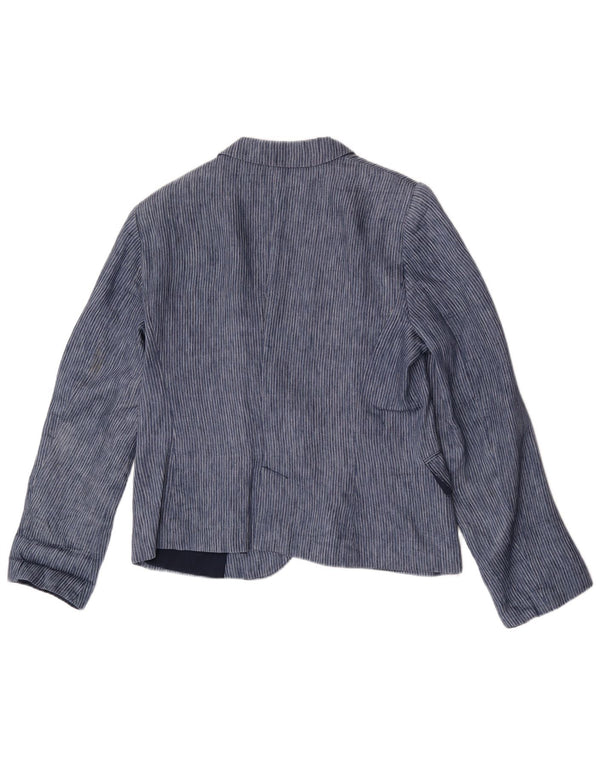 Blazer pentru femei Zara, cu 1 nasture, UK 18 XL, poliester cu dungi albastre