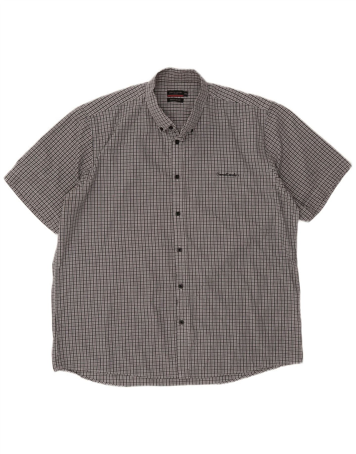 Cămașă cu mânecă scurtă pentru bărbați Pierre Cardin, cu formă normală, 3XL, poliester cu carouri gri