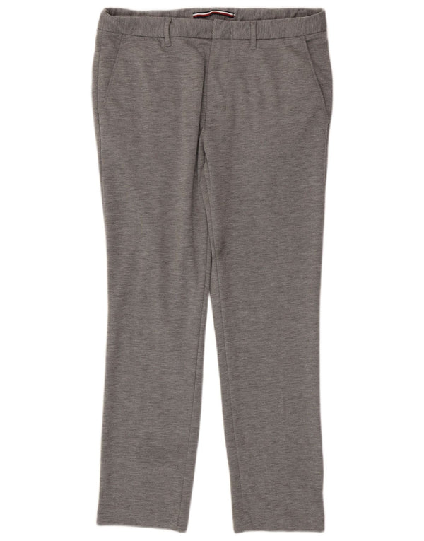 Tommy Hilfiger Mens Slim Chino Trousers W34 L30 Grey Flecked Polyester