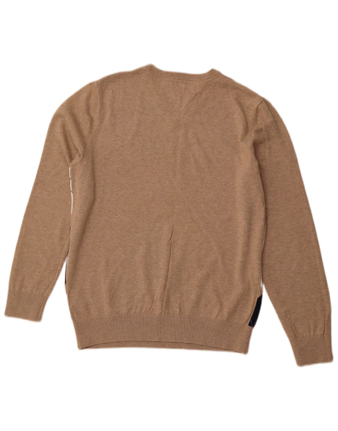 TOMMY HILFIGER Pulover cu decolteu în V pentru bărbați, Bej mediu, Argyle/Diamond