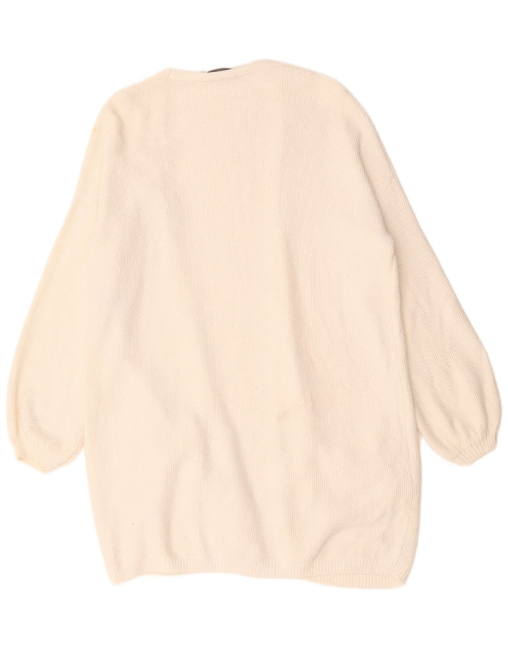 MINT VELVET Pulover cardigan cu paragate supradimensionat pentru femei UK 14 Medium White