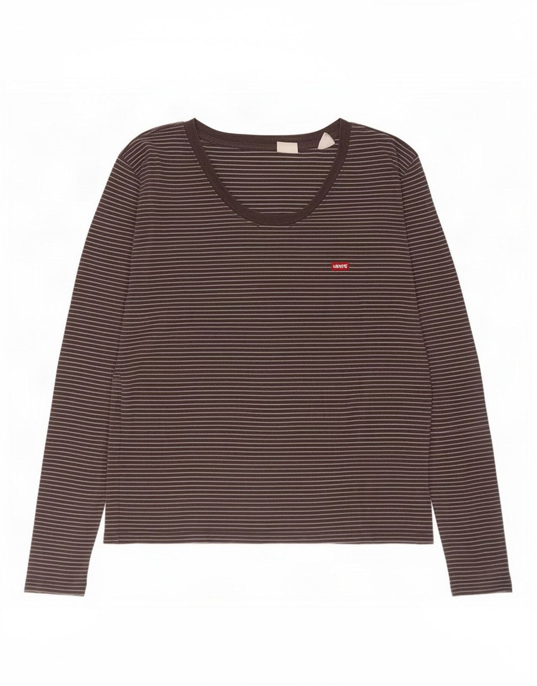 Levi's Top pentru femei cu mânecă lungă UK 12 Medium Black Striped Bumbac