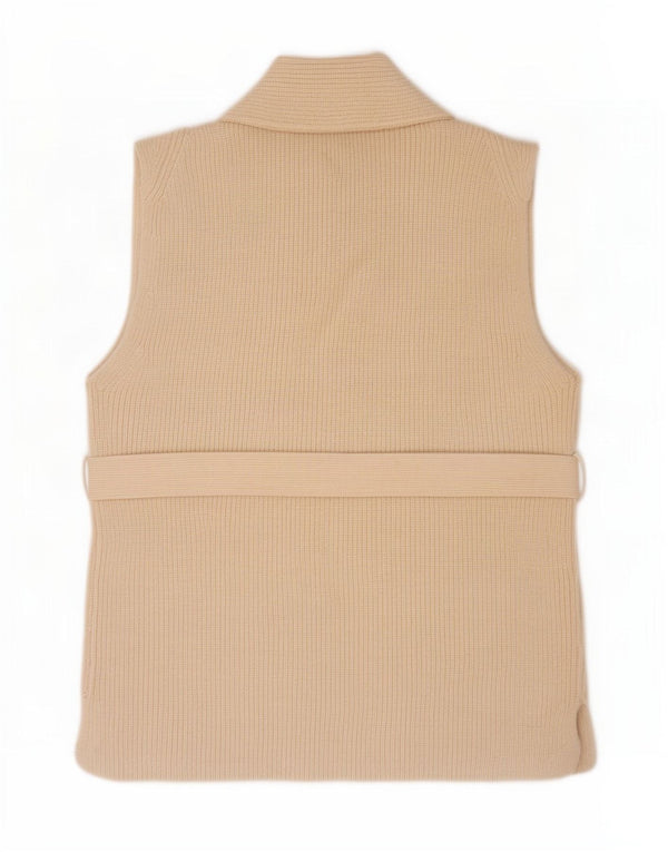 Pulover cardigan fără mâneci pentru femei Zara UK 10 Mic Bej Acrilic