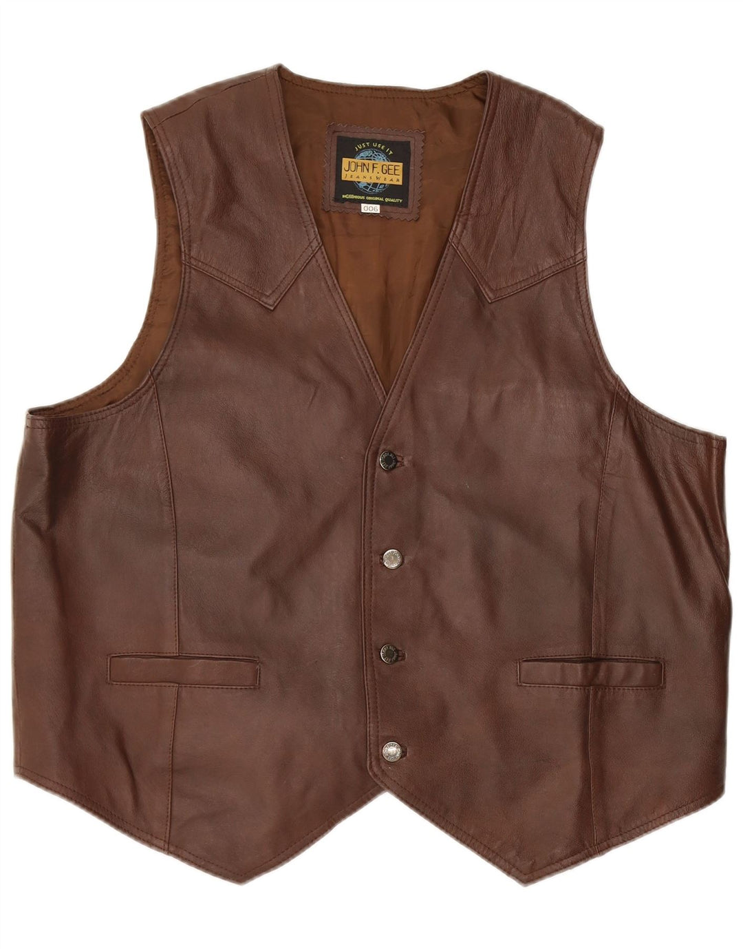 Vestă din piele pentru bărbați John F Gee XL maro
