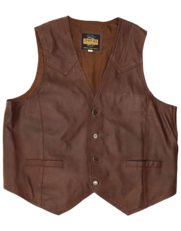 Vestă din piele pentru bărbați John F Gee XL maro