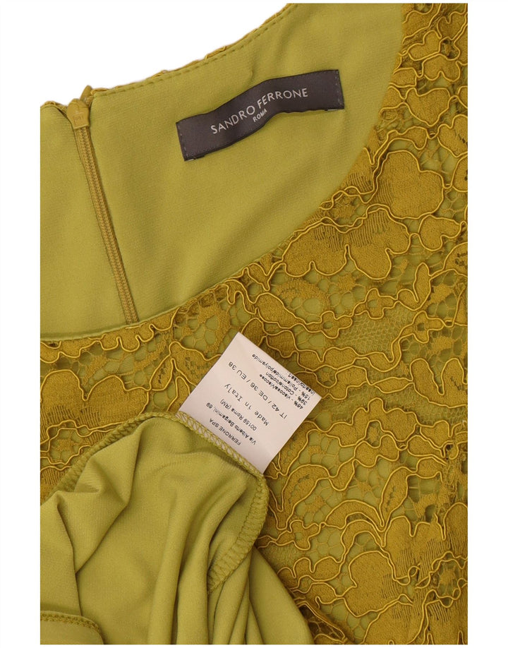 Sandro Ferrone Rochie A-Line fără mâneci pentru femei IT 42 Galben Mediu Floral
