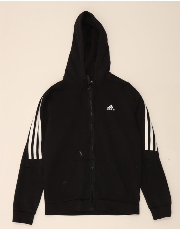 ADIDAS Mens Zip Hoodie Sweater Medium Black Cotton Vintage Adidas and Second-Hand Adidas from Messina Hembry 