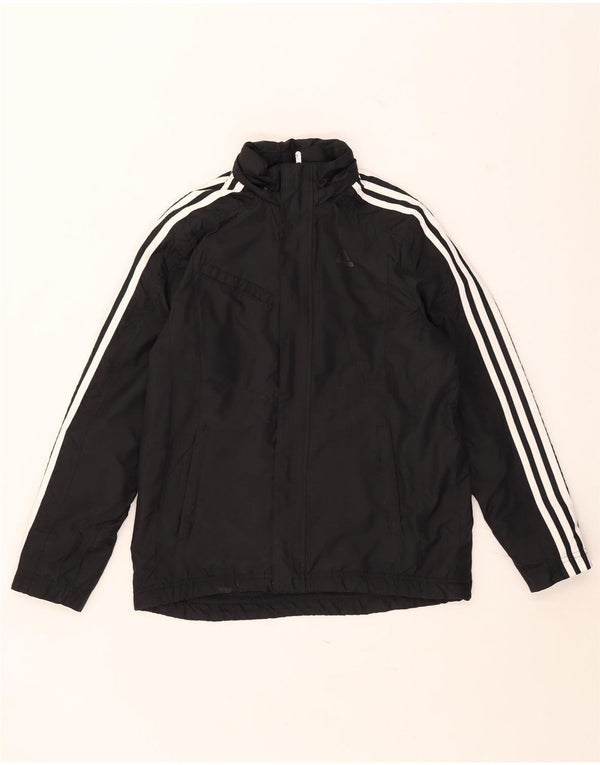 Jachetă de vânt cu glugă Adidas pentru băieți 13-14 ani, poliester negru