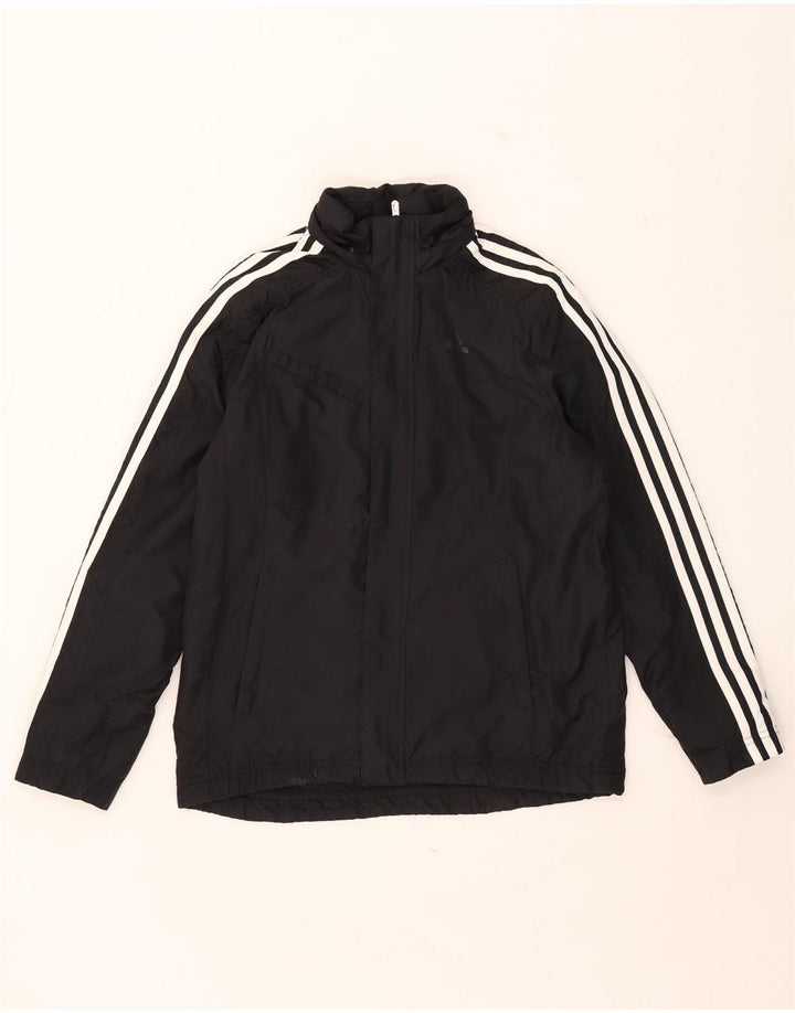 Jachetă de vânt cu glugă Adidas pentru băieți 13-14 ani, poliester negru