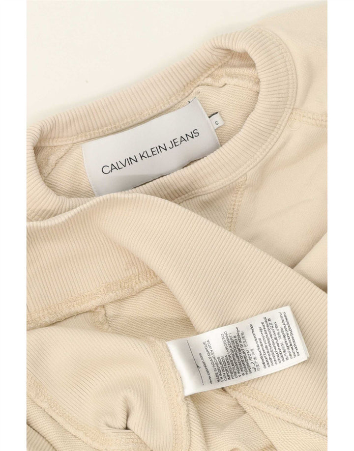 Hanorac Calvin Klein Jeans pentru bărbați Pulover mic, bej, bumbac