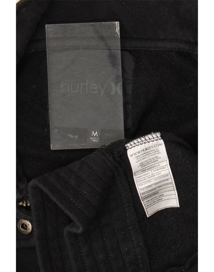 Jachetă bomber militară crop Hurley pentru femei UK 14, bumbac mediu negru