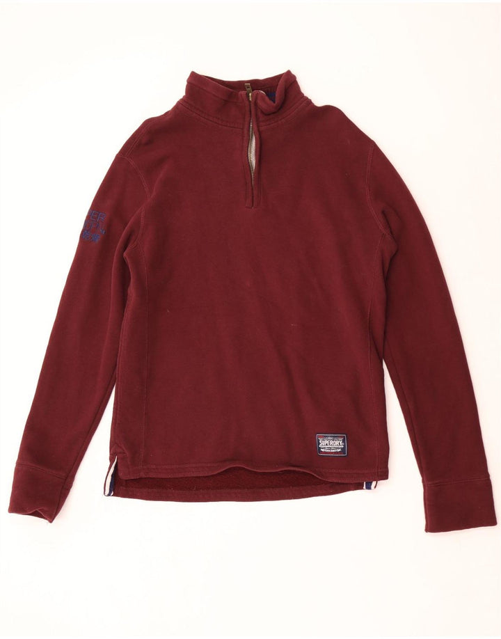 Pulover pentru bărbați Superdry, cu grafic, cu fermoar, cu gât, din bumbac mare maro