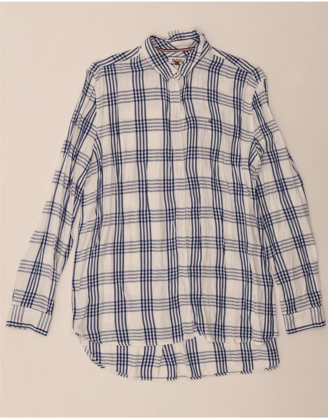 Cămașă supradimensionată pentru femei Tommy Hilfiger UK 18 XL, viscoză cu carouri albe