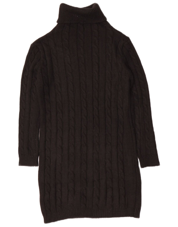 Rochie vintage pentru femei cu mâneci lungi și cu decolteu rulat cu pulover UK 14 Medium Black