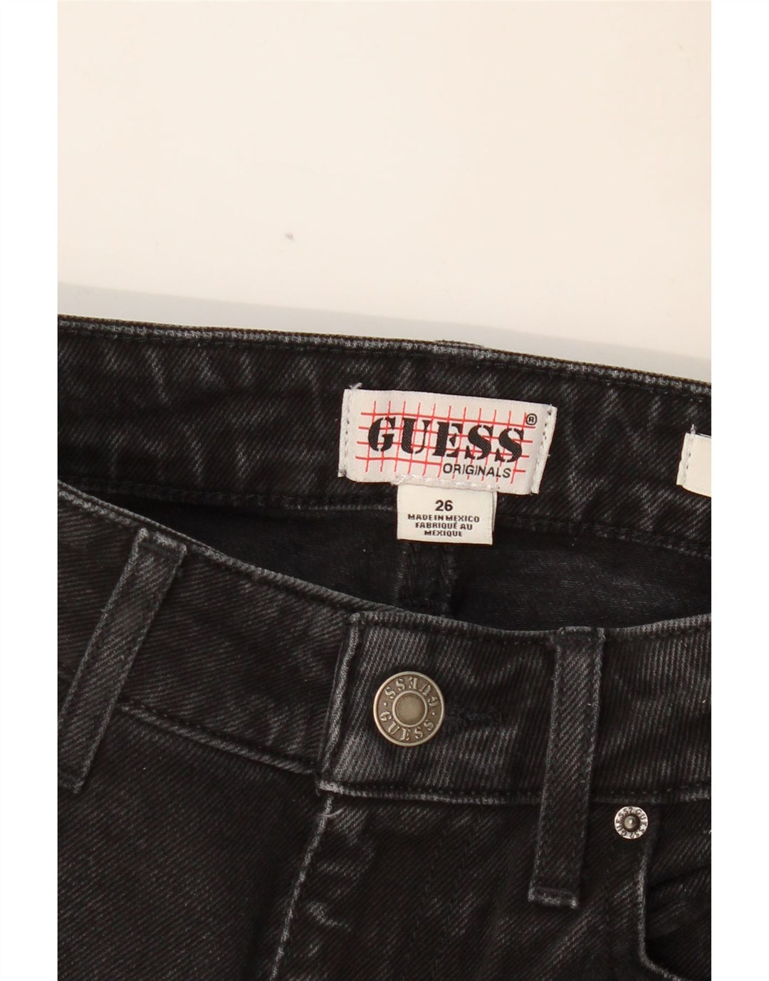 Blugi drepti GUESS pentru femei cu talie mare W26 L26 negri