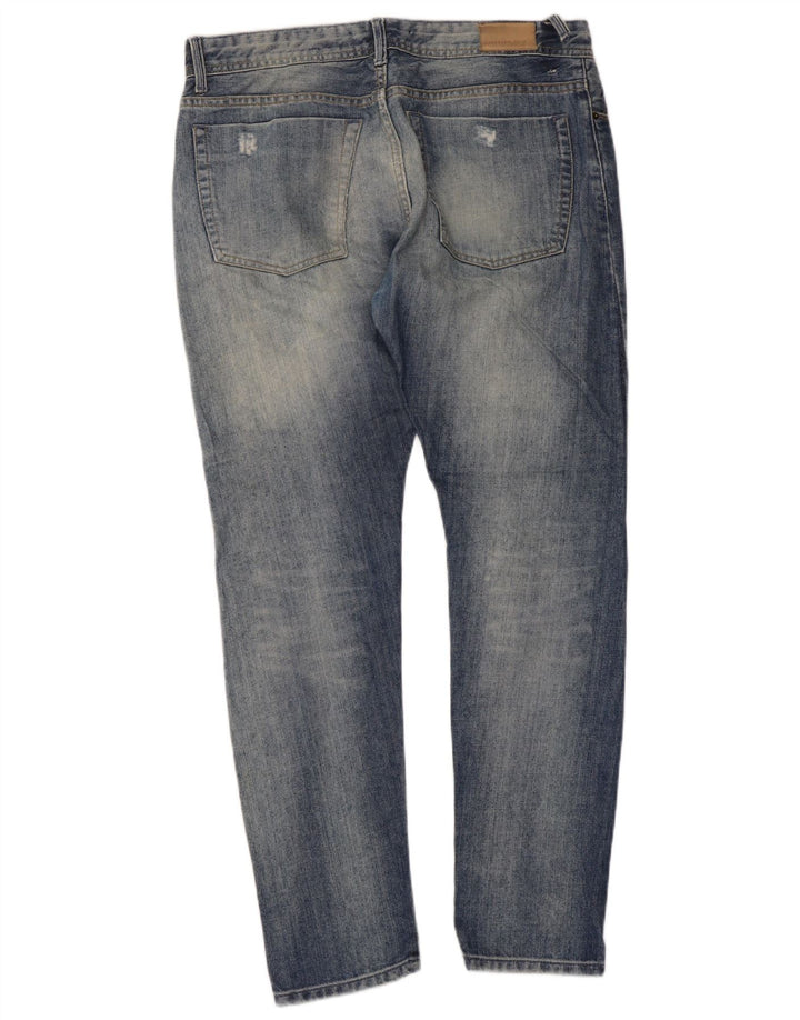 Blugi slim pentru femei Distressed Zara EU 42 Large W32 L30 Blue
