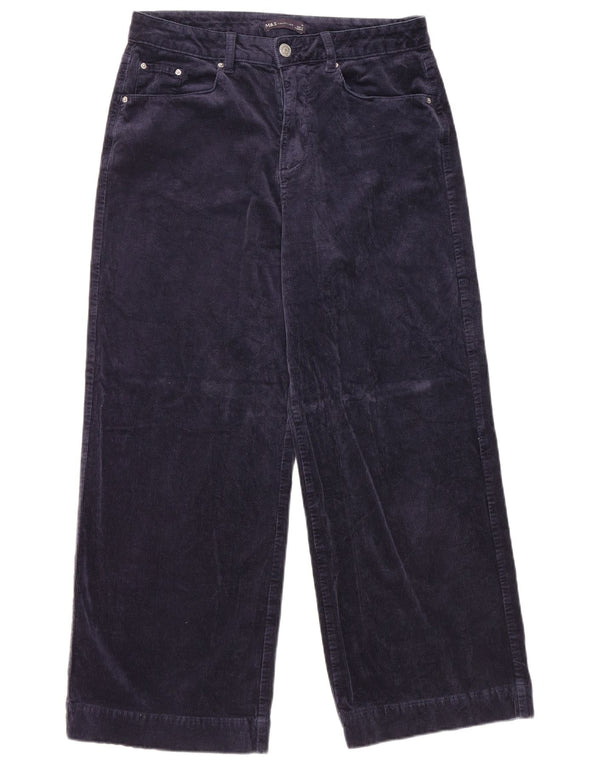 Marks & Spencer Pantaloni crop din velur pentru femei UK 14 Large W32 L26 Bleumarin
