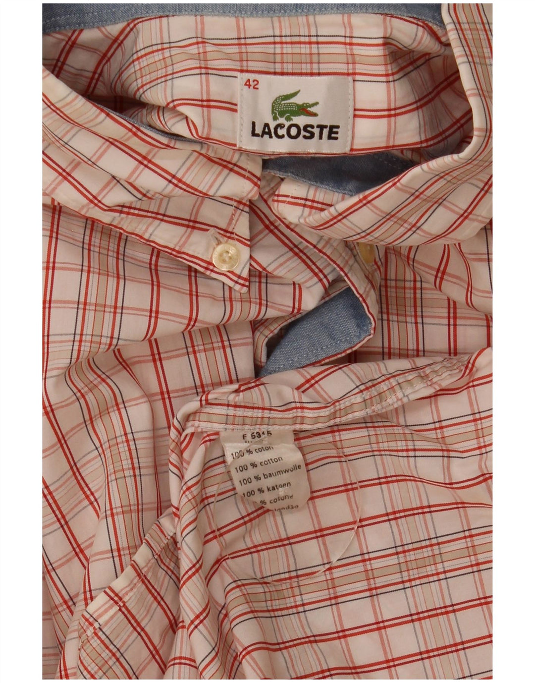 Cămașă pentru bărbați Lacoste Mărimea 42, mare, bumbac cu carouri alb