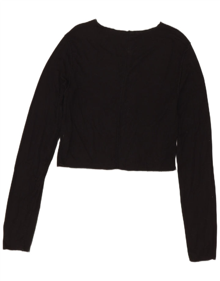 Crop Top pentru femei Zara cu mânecă lungă UK 14 mare, negru, viscoză