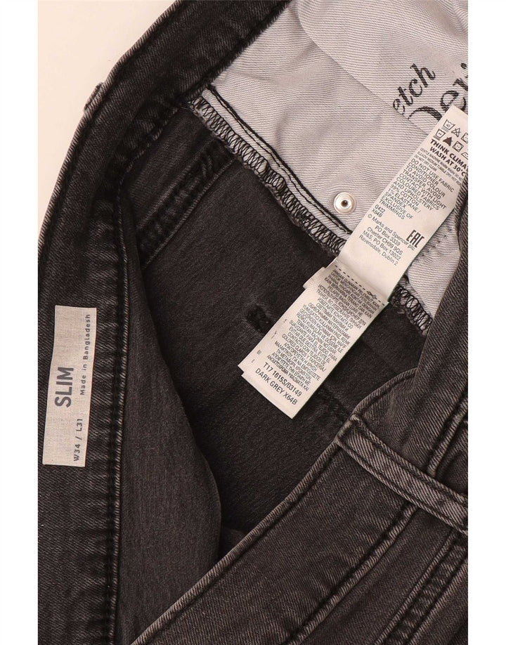 Blugi slim pentru bărbați Marks & Spencer W34 L31 bumbac gri