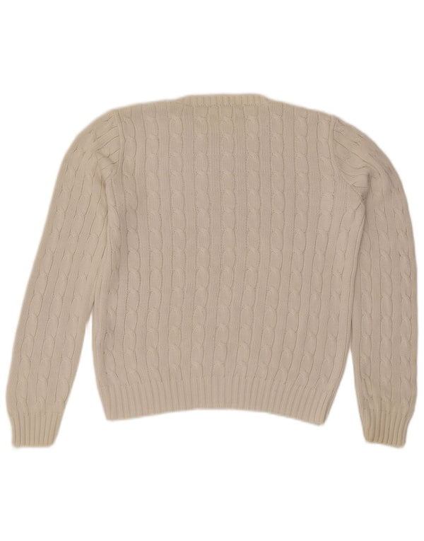 Pulover pentru femei Ralph Lauren, cu gât turnut, bumbac alb mediu UK 12
