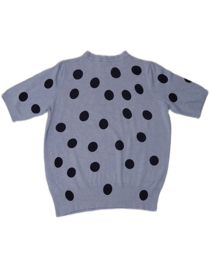 MARKS & SPENCER Womens Crew Neck Jumper Sweater UK 10 Small Blue Polka Dot Vintage Marks & Spencer and Second-Hand Marks & Spencer from Messina Hembry 