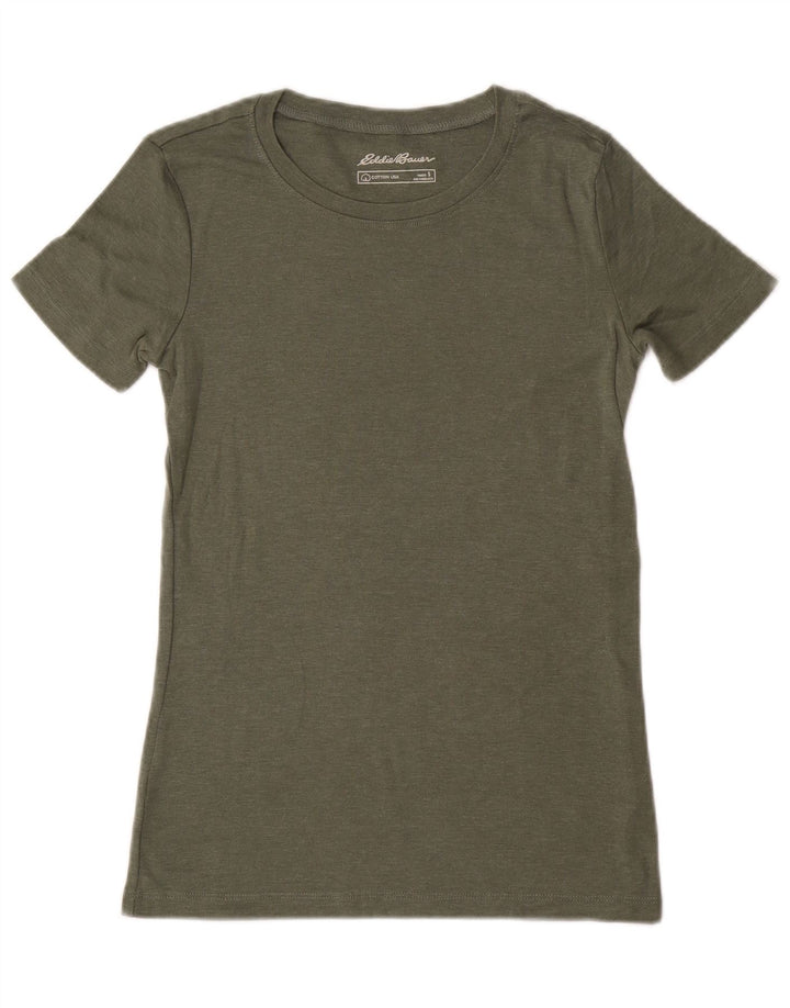 EDDIE BAUER Tricou pentru femei Top UK 10 Small Khaki Bumbac