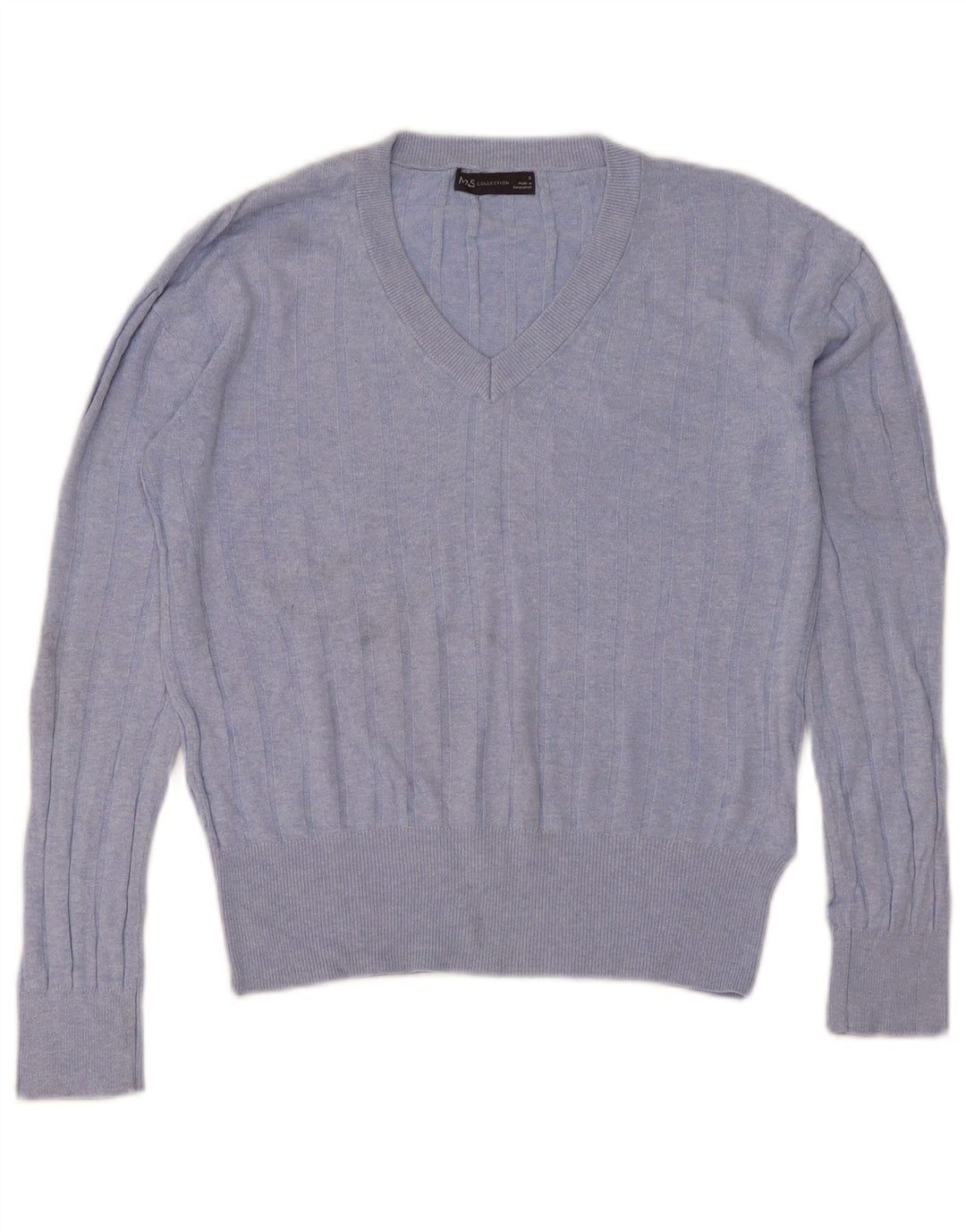 Pulover cu decolteu în V pentru femei Marks & Spencer UK 10 Small Blue
