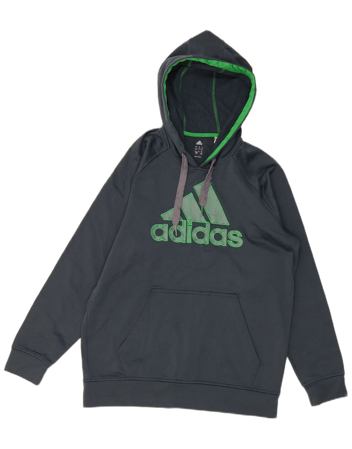 Pulover ADIDAS pentru bărbați cu capota cu grafică, mare, albastru, poliester