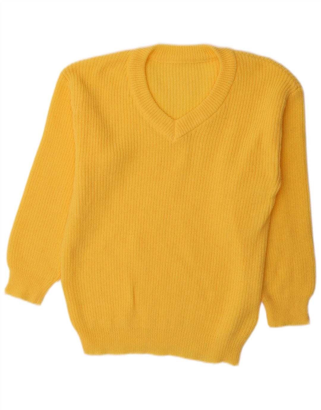Pulover vintage pentru femei cu decolteu în V UK 16 Poliester galben mare