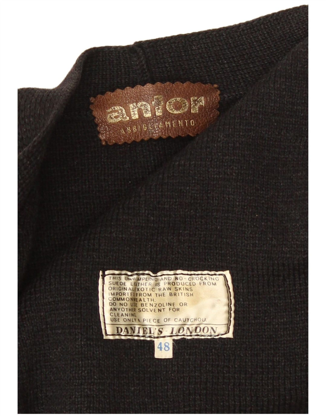 Anfor Pulover cardigan bărbătesc din piele intoarsa EU 48 Medium Black Colorblock piele intoarsa