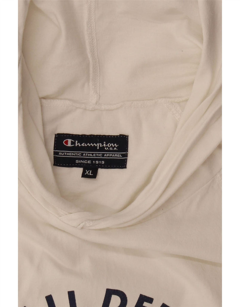 CHAMPION Mens Georgetown Hooded Graphic Vest Top XL White Cotton Vintage Champion and Second-Hand Champion from Messina Hembry 