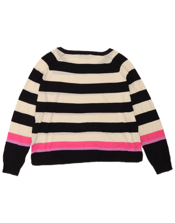 Pulover pentru femei Zara cu gât de barcă UK 14 Medium White Striped Viscose
