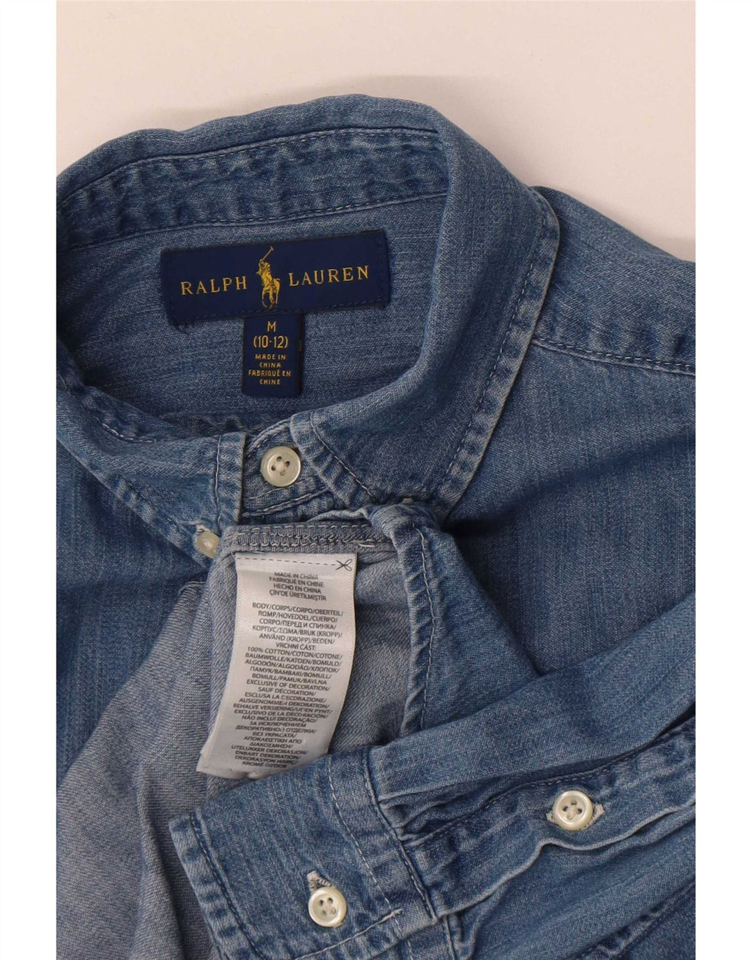 Cămașă de blugi pentru băieți Ralph Lauren 10-11 ani, bumbac albastru mediu