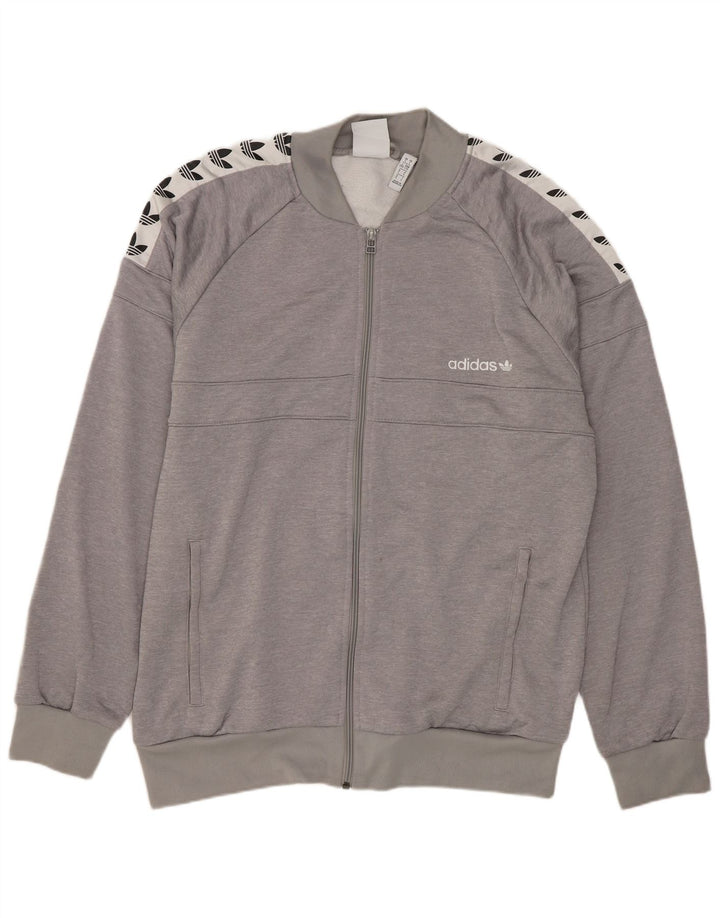 Jachetă de top pentru trening grafic ADIDAS pentru bărbați, mare, gri, poliester color bloc