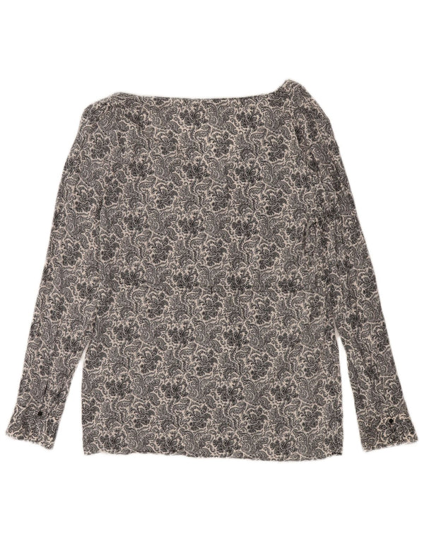 Top Trafaluc pentru femei Zara cu mânecă lungă UK 12 Medium Bleumarin Paisley Viscose