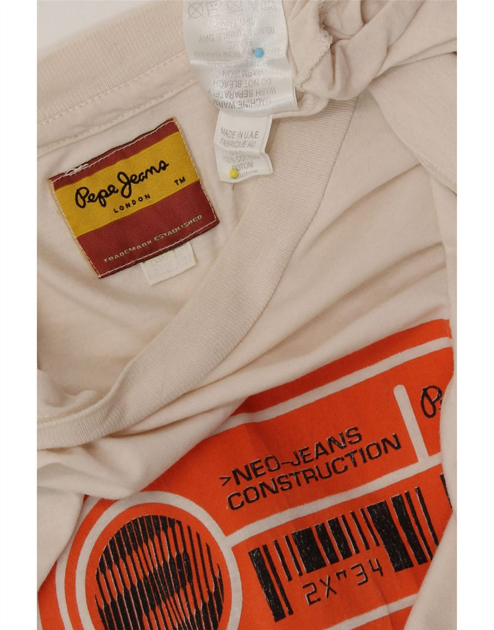Tricou grafic pentru bărbați PEPE Jeans Top mediu din bumbac alb
