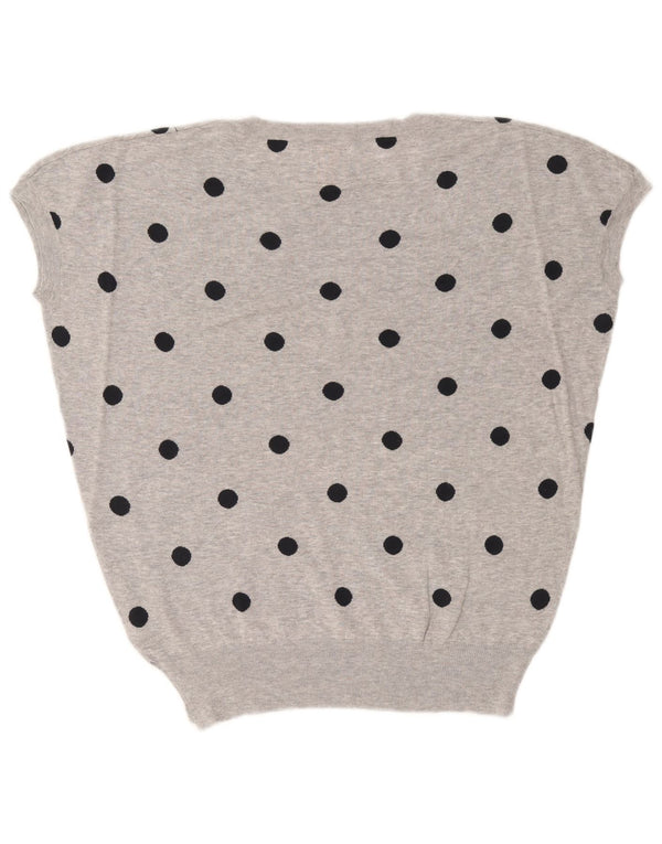 Sun68 Pulover pentru damă cu mânecă scurtă și cu gâtul tripu, UK 10, gri mic