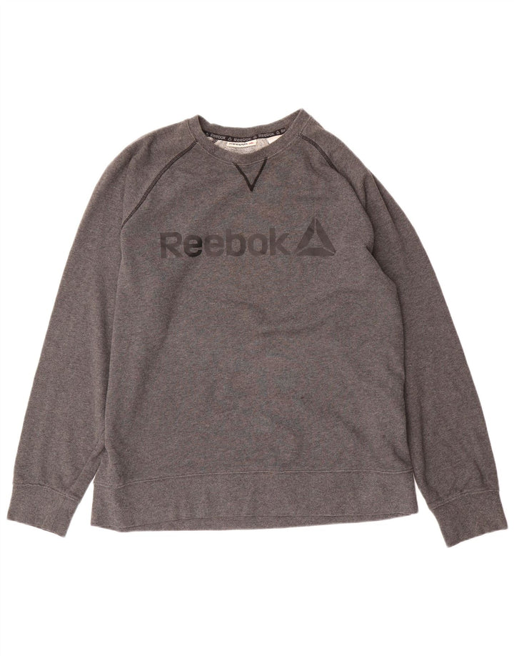 Hanorac grafic pentru bărbați Reebok Jumper mare din bumbac gri