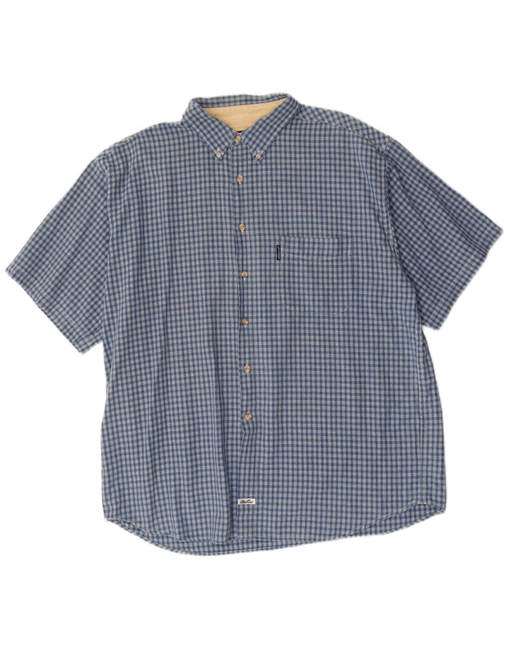 Cămașă cu mânecă scurtă pentru bărbați Ellesse, XL, bumbac cu carouri albastre