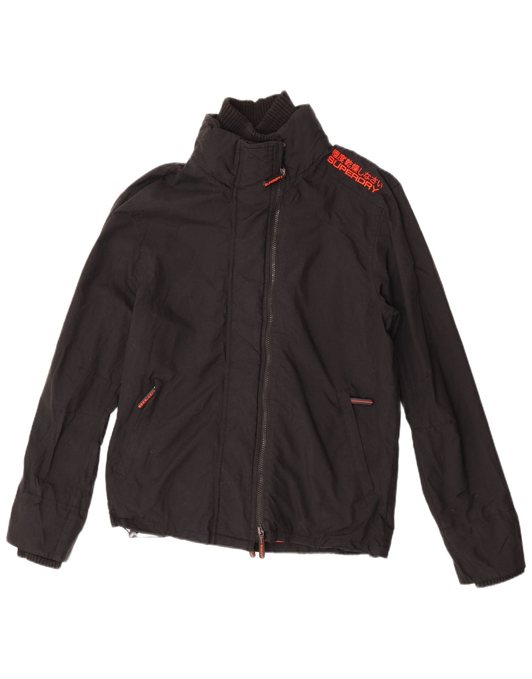 Jachetă de ploaie Superdry pentru femei UK 16, mare, negru, nailon