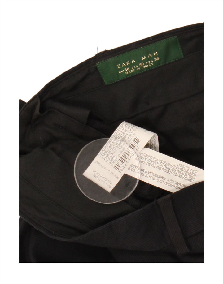 ZARA Pantaloni Chino Drepți Bărbați EU 38 Mici L30 L28 Bumbac Negru