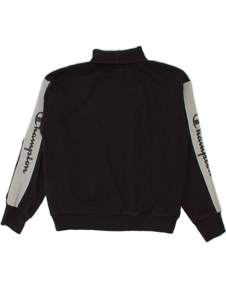 CHAMPION Womens Graphic Roll Neck Sweatshirt Jumper UK 14 Medium Black Vintage Champion and Second-Hand Champion from Messina Hembry 